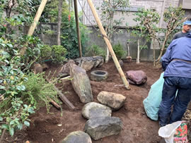 目黒区K館 庭園改修工事 作業開始①